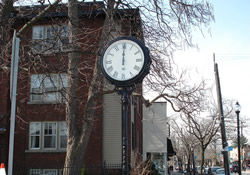 Post clock in burrow of Westdale, city of Hamilton, Ontario